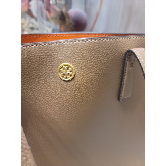 Tory Burch Walker Satchel Leather Tote Bag A4 Brown Used Authentic - Picture 8 of 10